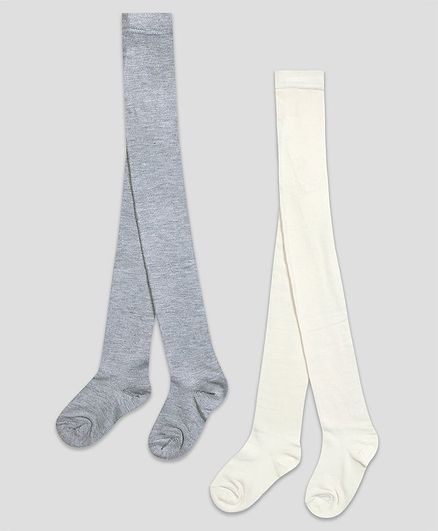 The Sandbox Clothing Co Pack Of 2 Pair Solid Footie Stockings  - Grey & Off White