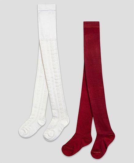 The Sandbox Clothing Co Pack Of 2 Pair Design Detail Footie Stockings - Maroon & Off White