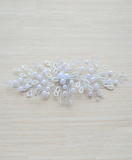 Pretty Ponytails Statement Party Wear Beaded Large Hair Comb Wedding  Accessory - Silver & White for Girls (4-16 Years) Online in India, Buy at   - 12115946