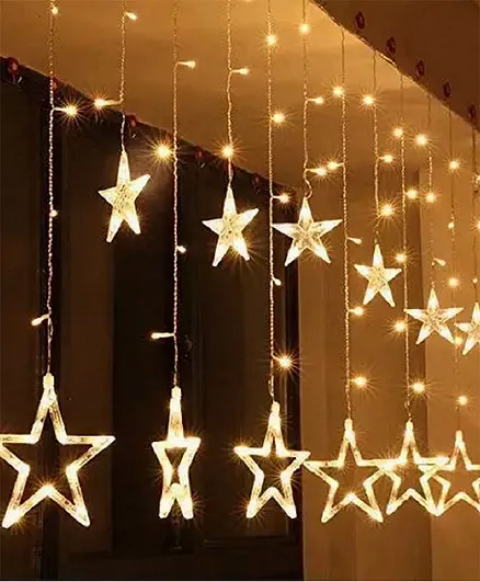 Mihar Essentials Star String Window Curtain Lights Decoration - White