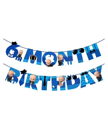 Zyozi Boss Baby 6th Month Birthday Banner for Baby Boy, Blue - Length 152 cm