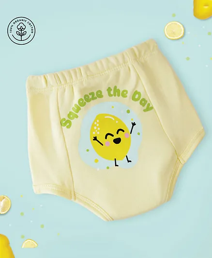 A Toddler Thing Organic Cotton Squeeze The Day Lemon Print Underwear - Yellow