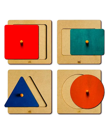 Mini Leaves Wooden Shape Matching Boards Set Multicolor- 4 Pieces