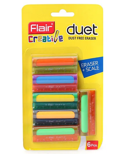 Flair Creative Duet Eraser Pack of 6 - Multicolor