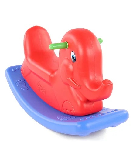 Little Fingers Elephant Shaped Rocking Ride On - Blue And Red 