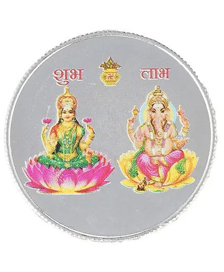 Dhruvs Collection 10 Grams Pure 999 Silver Hallmark Lakshmi Ganesh Coin - Silver