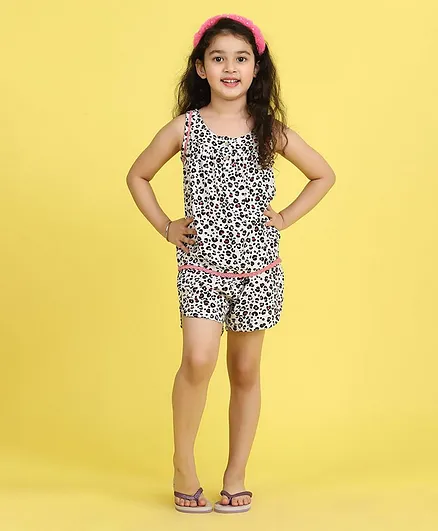 Buy Biglilpeople Sleeveless Animal Print Coordinated Top & Shorts Set -  White & Black for Girls (11-12 Years) Online in India, Shop at   - 12156718