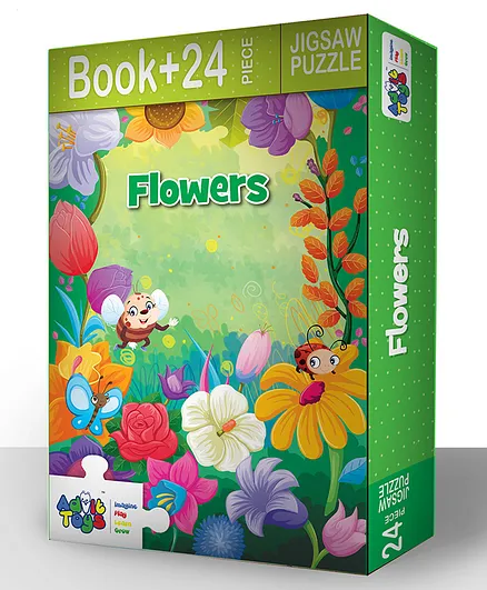 Advit Toys Flowers Jigsaw Puzzle 24 Piece And Educational Fun Fact Book Inside (Assorted Color)