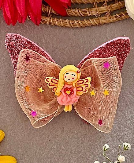 Kalacaree Angel With Butterfly Bow Theme Alligator Hair Clip - Pink & Yellow