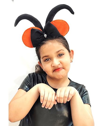 Tipy Tipy Tap Halloween Theme Horn Ear Detail Hair Band - Black & Orange
