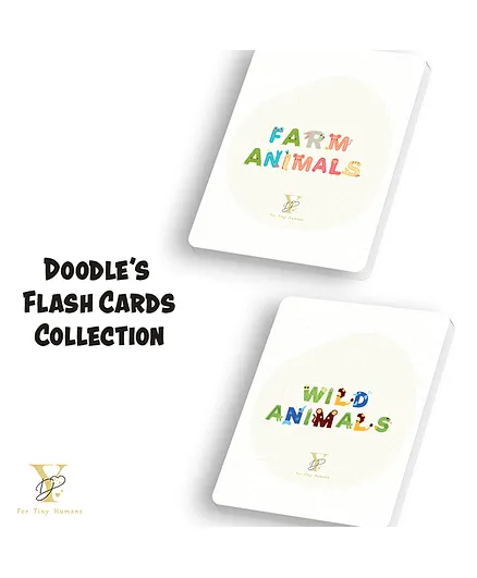 Yellow Doodle Flash Cards Collection Farm & Wild Animals - 10 Cards