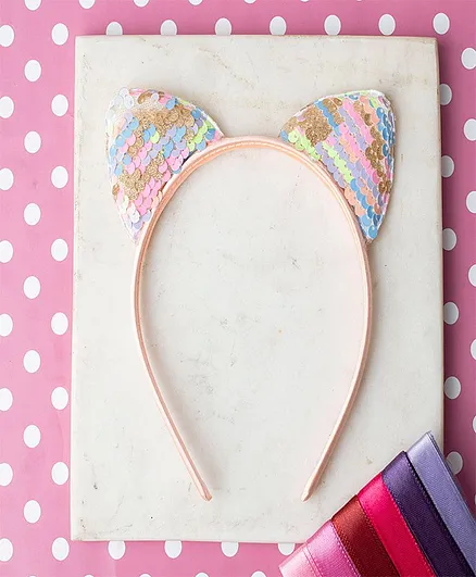 Jewelz Sequin Ears Design Embellished Hair Band - Pink