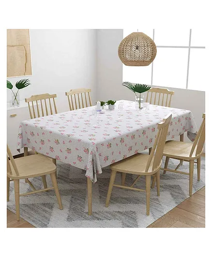 Haus & Kinder 6 Seater Table Cloth Bouquet of Rose - Light Blue