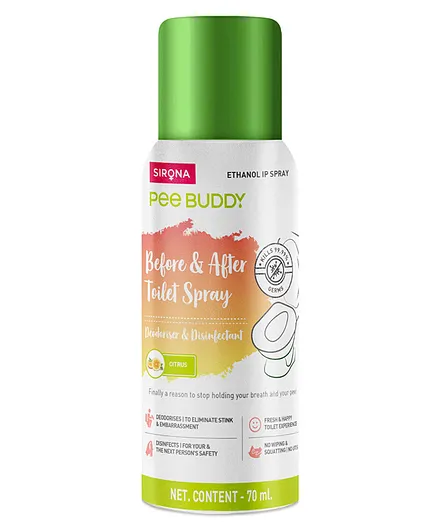 PeeBuddy Citrus Toilet Seat Sanitizer Spray (70 ml) Before and After Toilet Spray, Deodorizer and Disinfectant