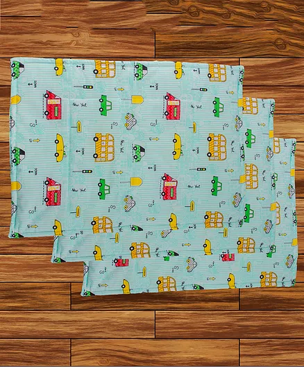 Mittenbooty Diaper Changing Mat Set of 3 with Removable Waterproof Sheet Bus Print- Green