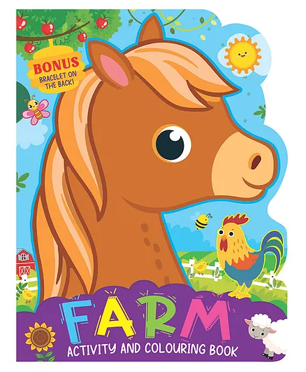 Die Cut Animal Shaped Farm Activity and Colouring Book - English