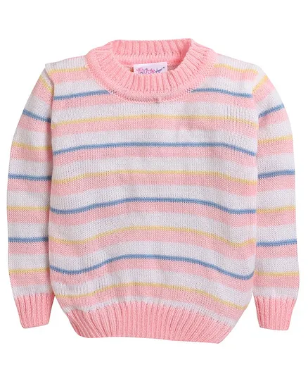 Little Angels Full Sleeves Stripe Pattern Design Pullover Sweater - Pink