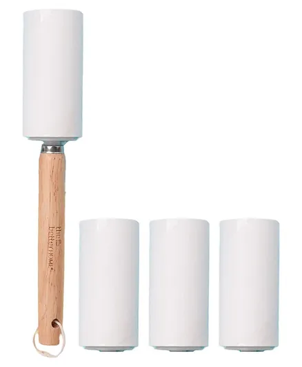 The Better Home Lint Roller For Clothes With Wooden Handle& 3 Replacement Rolls - White Brown 