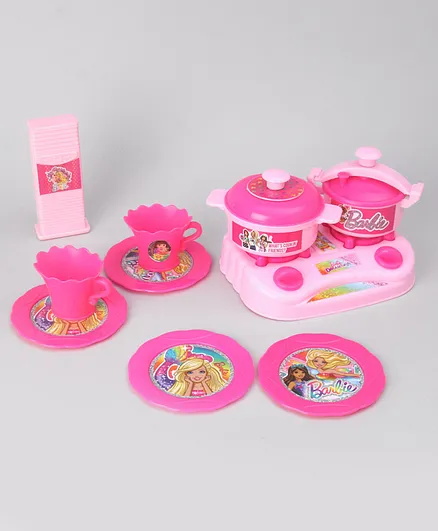 Barbie Kitchen Set Utensils Toy Set Of  10 Pieces - Pink