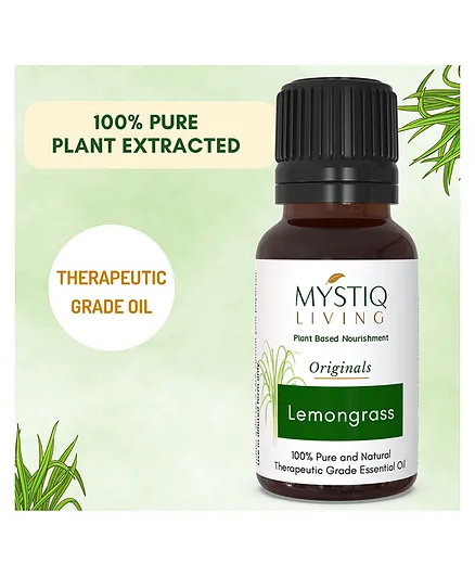 Mystiq Living Lemongrass Essential Oil for Diffuser Face Nails Hair Skin Natural Mosquito Repellent -15 ML