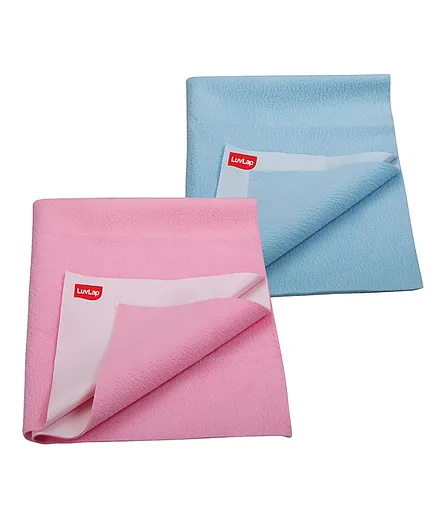 LuvLap Instadry Extra Absorbent Dry Sheet Bed Protector Small Pack of 2  - Baby Pink Sky Blue