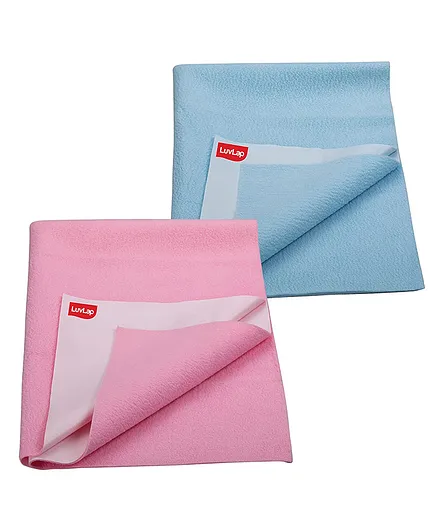 LuvLap Instadry Sheet Large Pack of 2  - Baby Pink Sky Blue