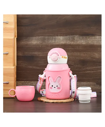 Yellow Bee Stainless Steel Bunny in Space Flask Water Bottle Pink - 500 ml