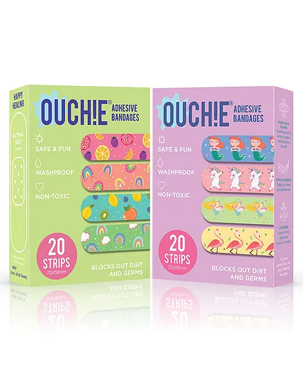 Ouchie Adhesive Bandages Pack Of 2 - 20 Stripes Each