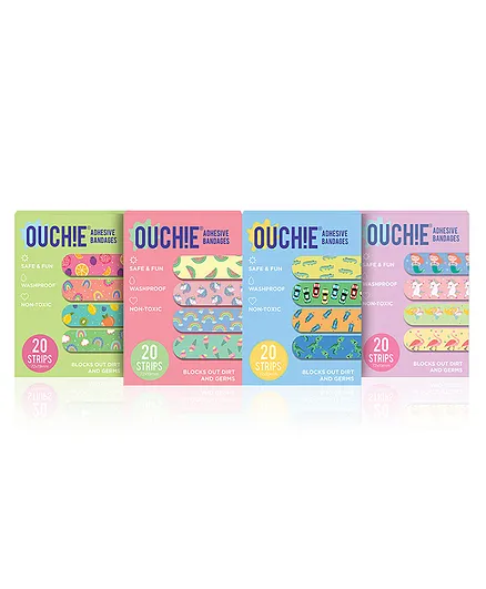 Ouchie Adhesive Bandages Jumbo Pack Of 4 - 20 Stripes Each