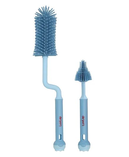 LuvLap 360 Degree Movable Silicone Bristle Bottle Brush Pack Of 2 - Blue