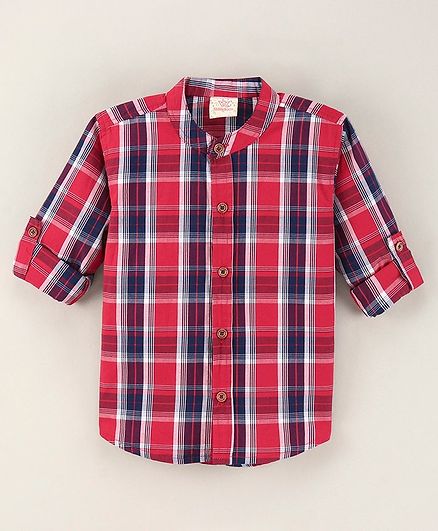 Rikidoos Full Sleeves Plaid Checked Shirt -  Red & Blue