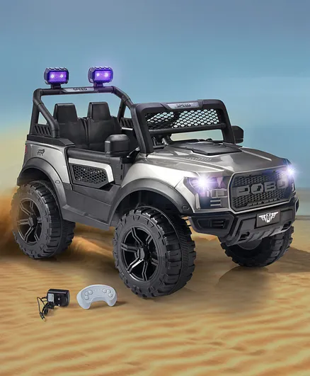 Babyhug Battery Operated Ride On Jeep With Lights and Music - Grey