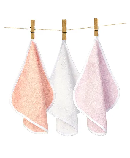 FancyFluff Pack of 3 Bamboo Cotton Washcloth - Pink