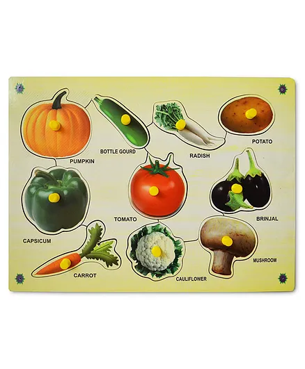 Bey Bee Wooden Vegetable Knob Puzzle Green - 10 Pieces