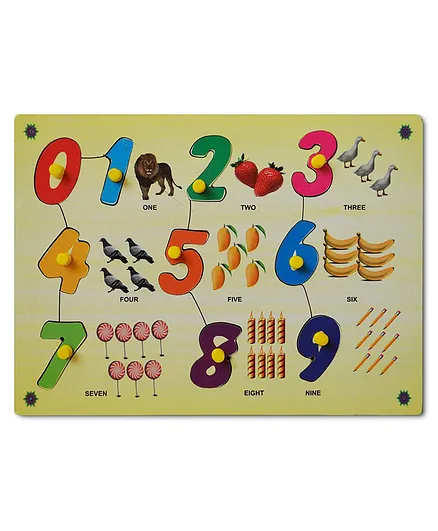 Bey Bee Number Knob Puzzle Educational Toys Multicolour - 11 Pieces