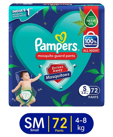 Pampers Mosquito Guard Baby Pant Style Diapers Small - 72 Pants