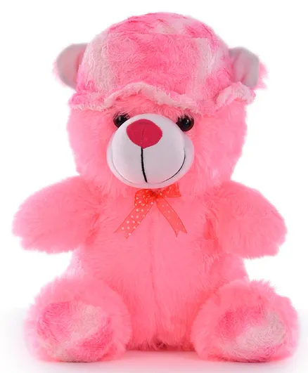 Goldenhub Teddy Bear Sitting With Cap Pink - Height 30 cm