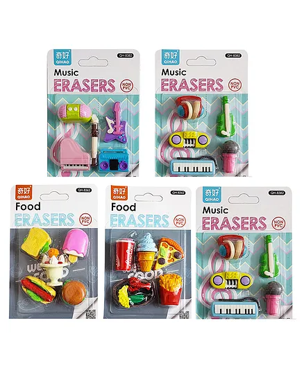 Yunicorn Max Different Shaped Erasers Pack of 5 - Multicolor