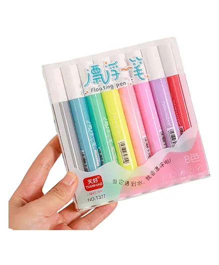 New Pinch Washable Marker Color Floating Ink Pen Set  of 8 - Multicolor (pack of 1)
