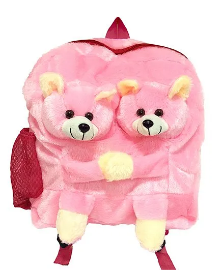 Ultra Twins Teddy School Bag Pink - 14 Inches
