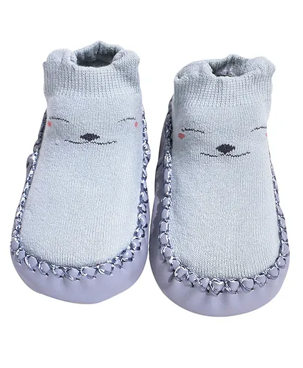 Buy Kidofash Cartoon Face Design Socks Cum Booties - Grey for Both (12-18  Months) Online in India, Shop at  - 12395350