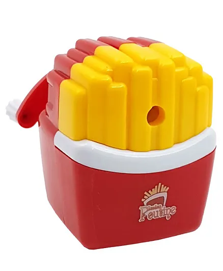 Crackles Fast Food French Fry Shaped Crank Manual Pencil Sharpener Color Pencils Sharpener Table Sharpener Machine School Stationary Gift for Kids Dust Compartment ( Pack of 1 Color may vary )