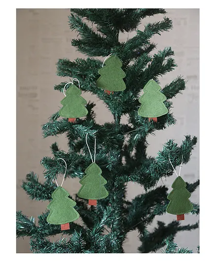 My Gift Booth Set of 6 Tree Christmas Tree Hangings- Green