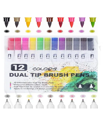 FunBlast Twin Tip Marker Colors 12 Pcs  Multicolor