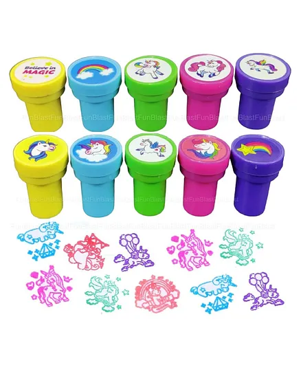FunBlast Unicorn Emoji Stamps Pack of 10 - Multicolor