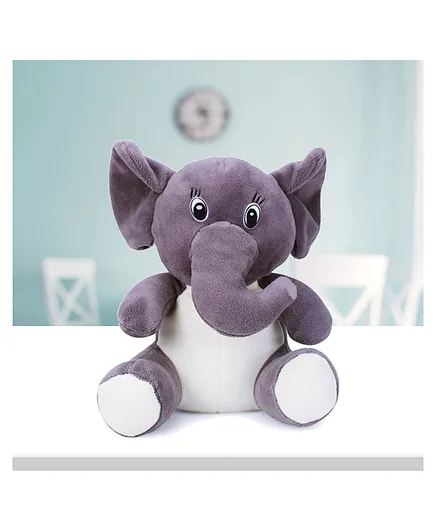Toyingly cute baby sitting elephant stuffed soft toy grey - Height 28 cm
