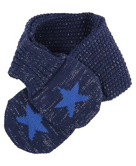 Yellow Bee Knitted Star Design Scarf - Blue