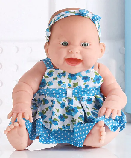 Poshampaa Leo Plast Aria Sitting Baby Doll Blue - Height 18 cm