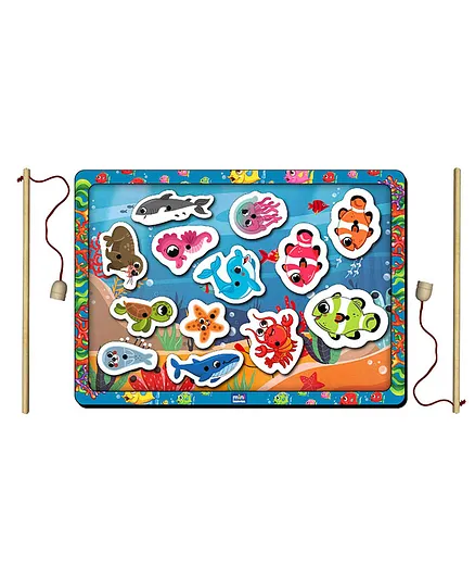 Mini Leaves wooden magnetic fishing game for Kids - 13 Pieces