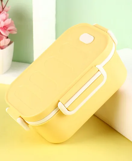 Double Layer Lunch Box With Clip Lock Closure - Yellow